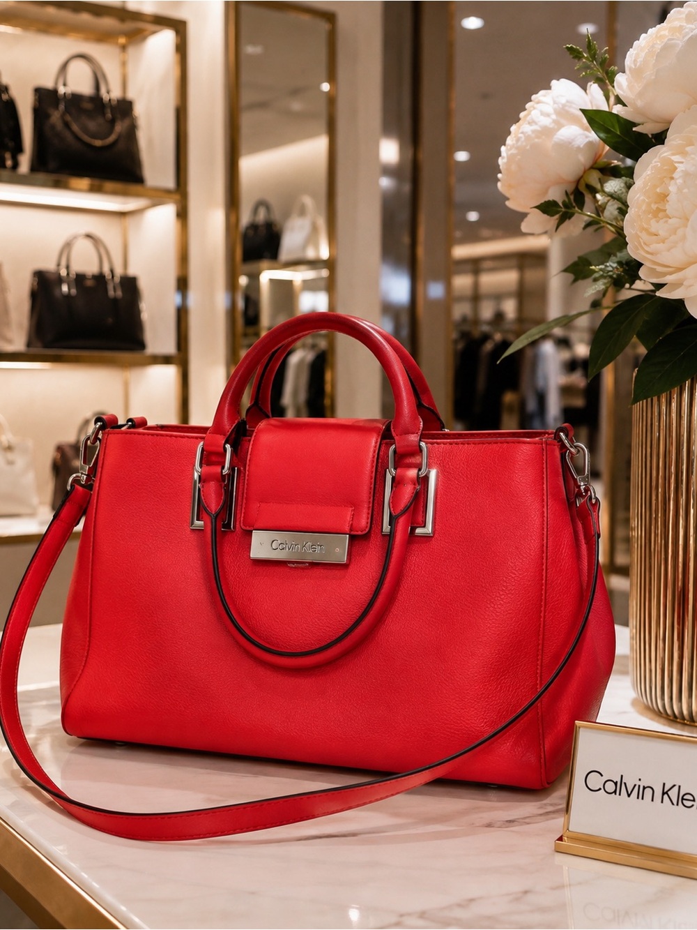 Calvin Klein Red Satchel Shoulder Bag – Like New